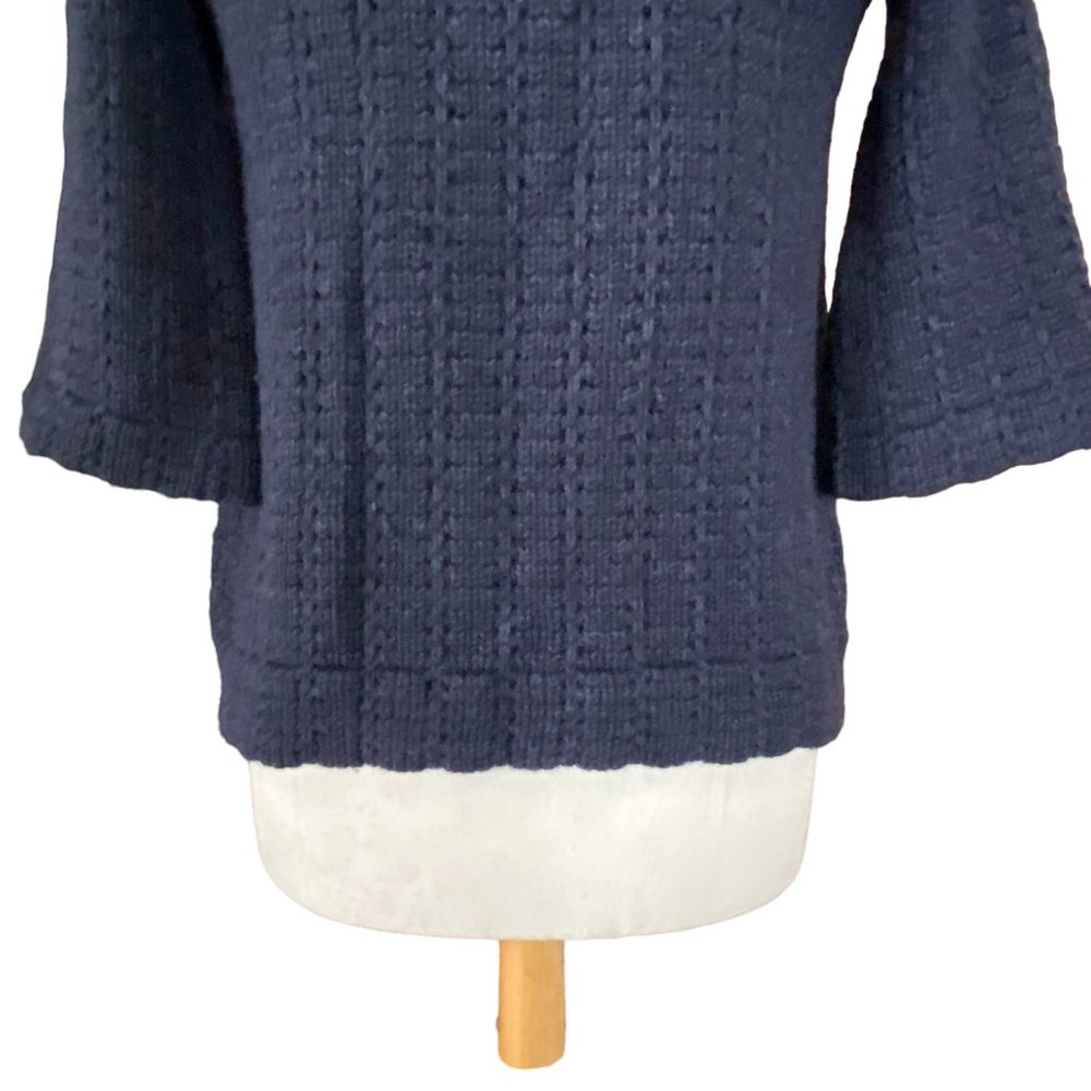 Twiggy Lambswool Pointelle Knit Cardigan Blue Coastal Cottagecore Quiet Luxury-S - Picture 11 of 16
